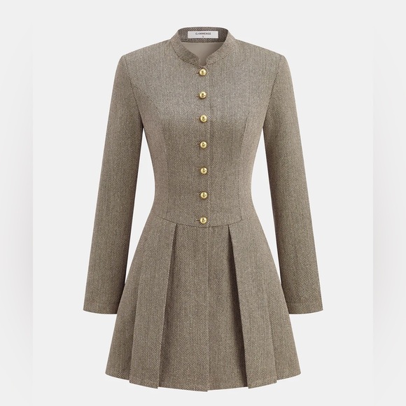 Commense Dresses & Skirts - Commense Snap Button Plaid Pleated Mini Dress
